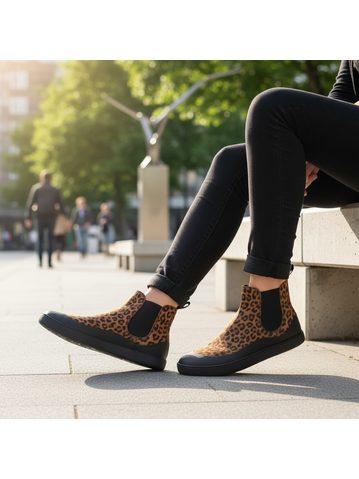 GROUNDIES SIENNA WOMEN Black Leo | Dámské barefoot chelsea boty