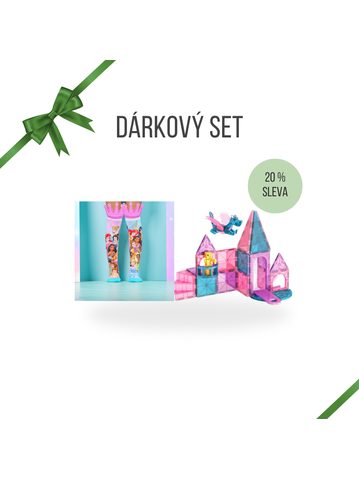 DĚTSKÝ DÁRKOVÝ SET PRO PRINCEZNU Magnetická stavebnice CASTLE 25 DÍLŮ a Podkolenky MADMIA