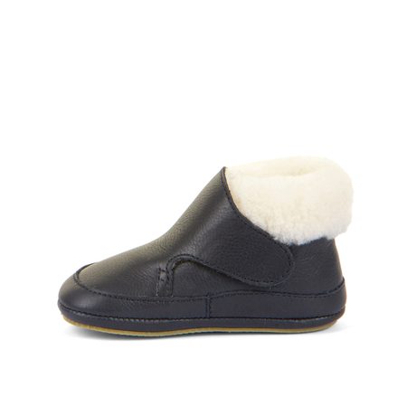 FRODDO ZIMNÍ CAPÁČKY FURRY WALKERS Dark Blue | Dětské první zateplené barefoot botičky