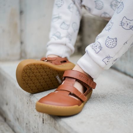 CRAVE SHELLWOOD 2.0 Cognac | Dětské barefoot sandály