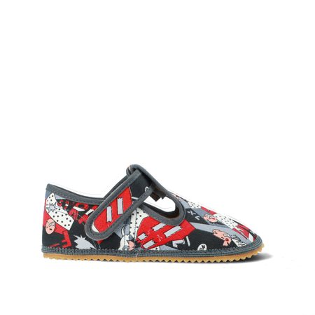 BEDA PAPUČE BF 060010/W Komiks – Široké | Dětské barefoot přezůvky