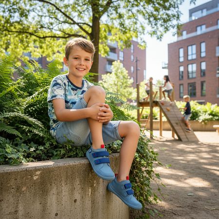 AFFENZAHN SNEAKER LEATHER BUDDY SHARK Blue | Dětské barefoot tenisky