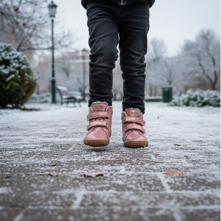 FRODDO ZIMNÍ FURRY Pink Gold | Dětské zimní zateplené barefoot boty