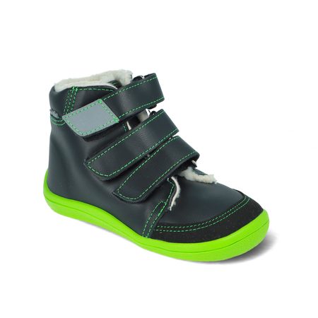 BEDA ZIMNÍ VYŠŠÍ MARCUS Black/Green | Dětské zimní zateplené barefoot boty