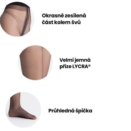 PUNČOCHY TRANSPARENTNÍ NADOTEC JEMNOSTI 8 DEN Černá