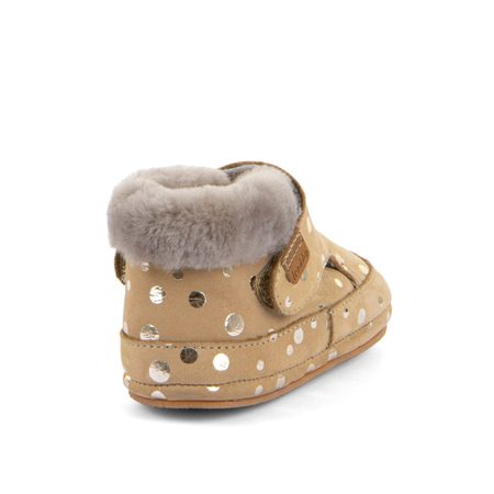 FRODDO ZIMNÍ CAPÁČKY FURRY WALKERS Gold+ | Dětské první zateplené barefoot botičky