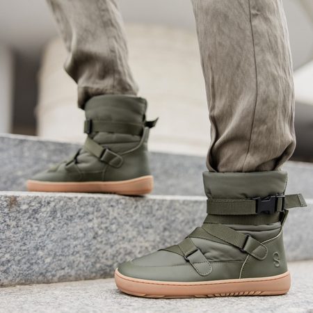 SHAPEN FROSTY 2.0 Olive | Zimní zateplené barefoot sněhule