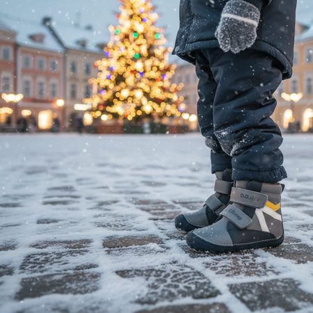 D.D.STEP W073-52306 Grey | Children's winter insulated barefoot shoes