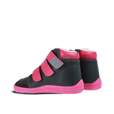 BEDA ZIMNÍ VYŠŠÍ EL Black/Pink | Dětské zimní zateplené barefoot boty