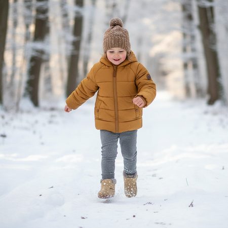 FRODDO ZIMNÍ CAPÁČKY FURRY WALKERS Gold+ | Dětské první zateplené barefoot botičky