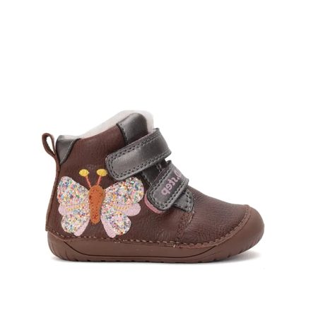 D.D.STEP W070-42522A ZIMNÍ KOTNÍKOVÉ BOTY Chocolate | Dětské zimní zateplené barefoot boty