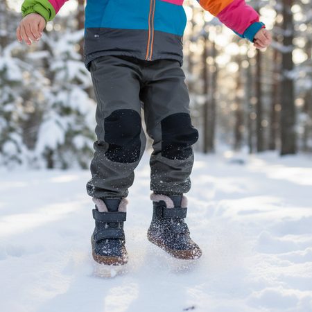 FRODDO ANKLE WINTER FURRY BOOT Dark Blue | Children's Winter Insulated Barefoot Boots
