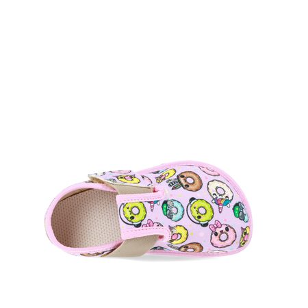PEGRES PAPUČKY BF01 Textilní DONUT Růžová | Dětské barefoot přezůvky