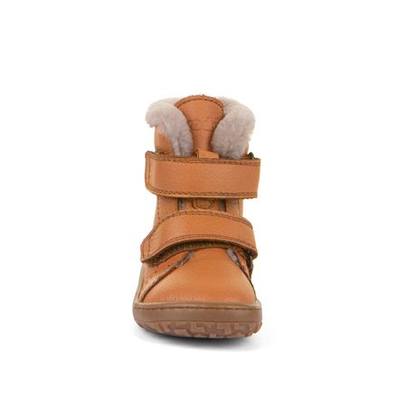 FRODDO KOTNÍKOVÉ ZIMNÍ FURRY BOOT Cognac | Dětské zimní zateplené barefoot boty