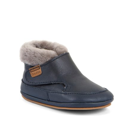 FRODDO ZIMNÍ CAPÁČKY FURRY WALKERS Dark Blue | Dětské první zateplené barefoot botičky