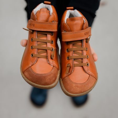 CRAVE BERGEN WINTER 2.0 Cognac | Dětské zimní zateplené barefoot boty