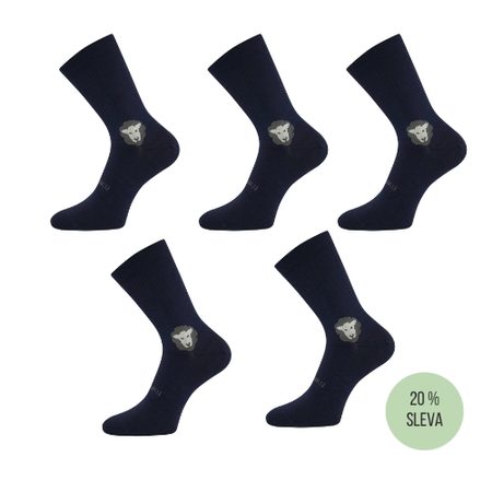 ANATOMICALLY SHAPED MERINO SOCKS BAREFOOTAN with Silver Ions Dark Blue 5 Pack