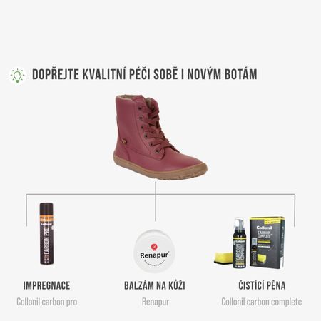 FRODDO VYŠŠÍ KOŽENÉ ZIMNÍ TEX LACES Bordeaux