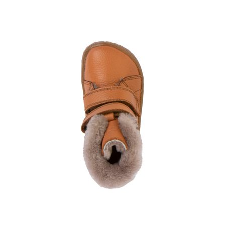 FRODDO KOTNÍKOVÉ ZIMNÍ FURRY BOOT Cognac | Dětské zimní zateplené barefoot boty
