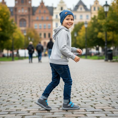 BEDA all-season VELUR ROBIN Grey | Children's all-season barefoot shoes