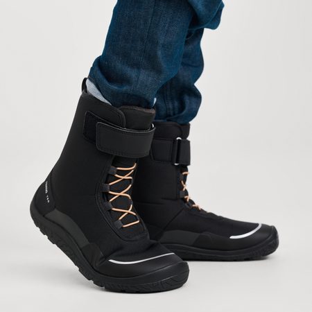 REIMA Talvella Black | Dětské barefoot zimní zateplené boty