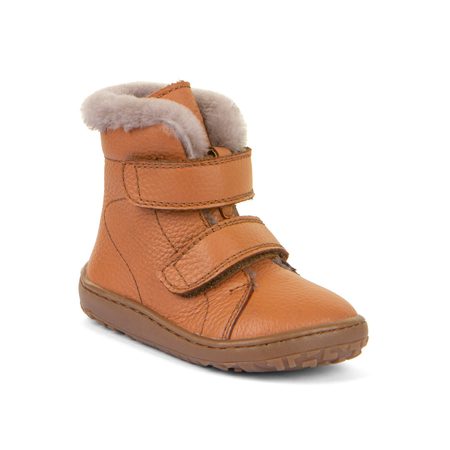 FRODDO KOTNÍKOVÉ ZIMNÍ FURRY BOOT Cognac | Dětské zimní zateplené barefoot boty