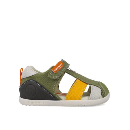 BIOMECANICS SANDÁLY WIDER CANVAS Khaki | Dětské barefoot sandály