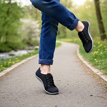 LEGUANO AKTIV Black Silver | Barefoot tenisky