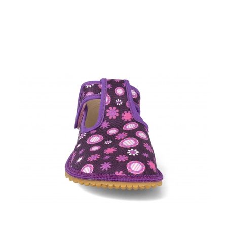 BEDA PAPUČE BF 060010/W VIOLET Flower | Dětské barefoot přezůvky