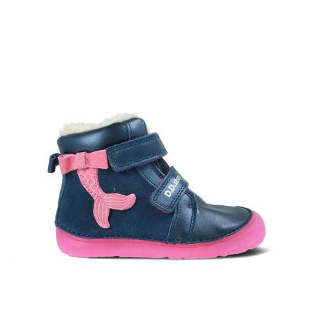 D.D.STEP W073-52684 Tmavě Modrá | Dětské zimní zateplené barefoot boty