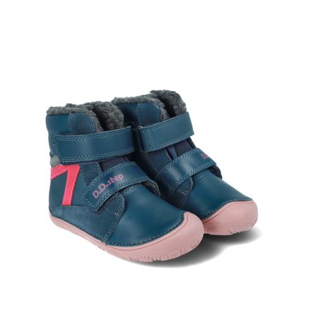 D.D.STEP W073-52306C Tmavě Modrá | Dětské zimní zateplené barefoot boty