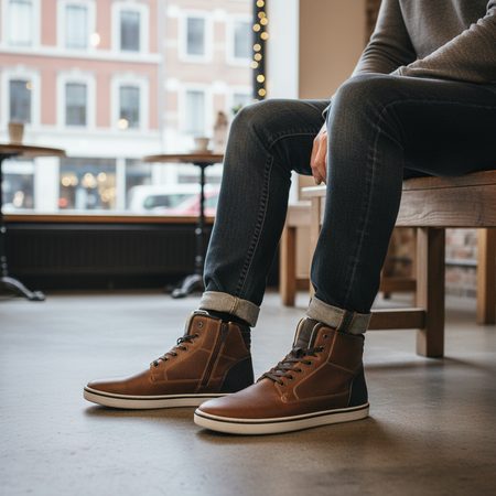 GROUNDIES AUSTIN Cognac/Navy | Pánské zimní zateplené barefoot boty