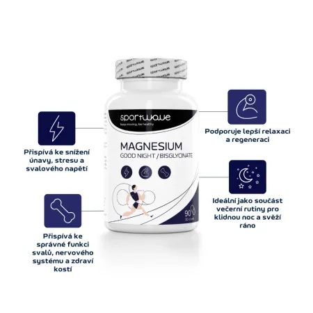 Hořčík pro lepší spánek – MAGNESIUM GOOD NIGHT – BISGLYCINATE 90 cps