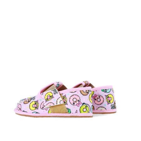 PEGRES PAPUČKY BF01 Textilní DONUT Růžová | Dětské barefoot přezůvky