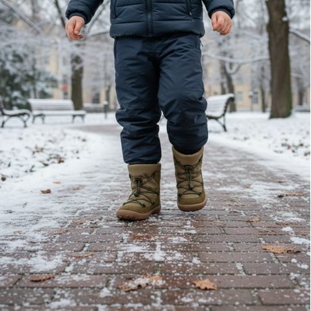 FRODDO ZIMNÍ TEX TRACK WOOL Olive | Dětské zimní zateplené barefoot boty