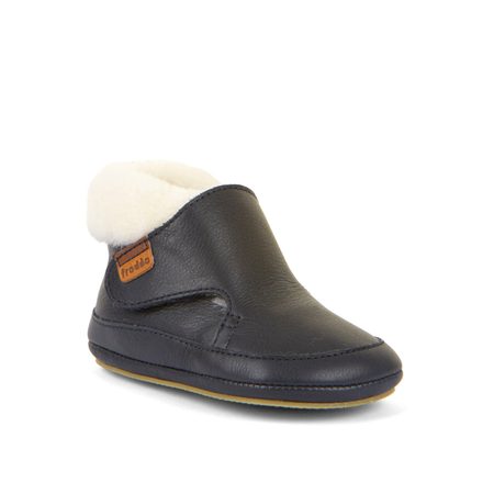 FRODDO ZIMNÍ CAPÁČKY FURRY WALKERS Dark Blue | Dětské první zateplené barefoot botičky