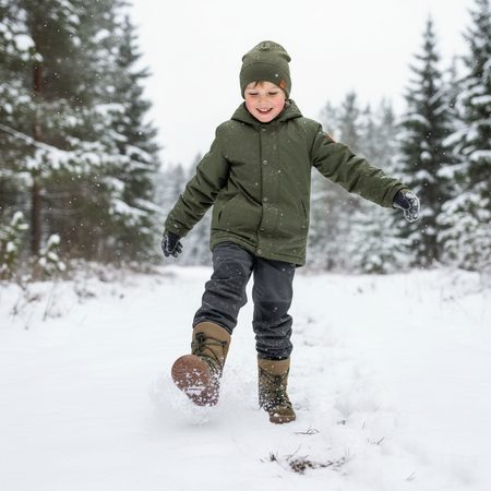 FRODDO WINTER TEX TRACK WOOL Olive | Children's Winter Insulated Barefoot Boots