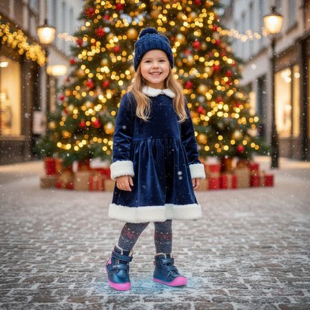 D.D.STEP W073-52684 Dark Blue | Children's winter insulated barefoot shoes