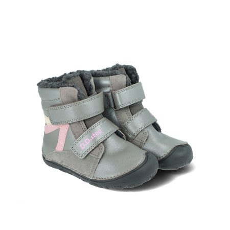 D.D.STEP W073-52306D Tmavě Šedá | Dětské zimní zateplené barefoot boty