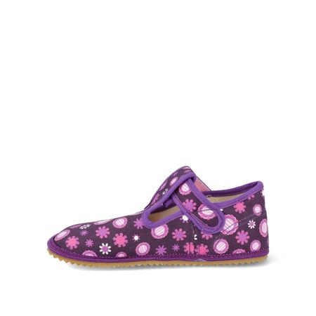 BEDA PAPUČE BF 060010/W VIOLET Flower | Dětské barefoot přezůvky