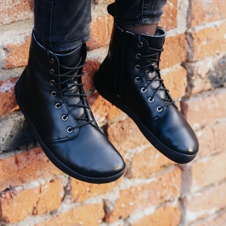 AYLLA BAREFOOT CHIRI DÁMSKÉ Černá | Kotníkové zateplené barefoot boty