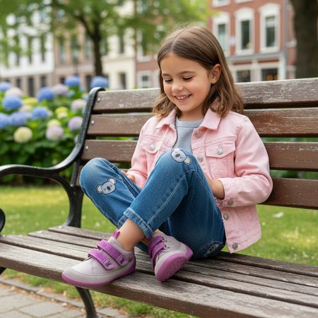 AFFENZAHN SNEAKER LEATHER BUDDY KOALA Pink Grey | Dětské barefoot tenisky