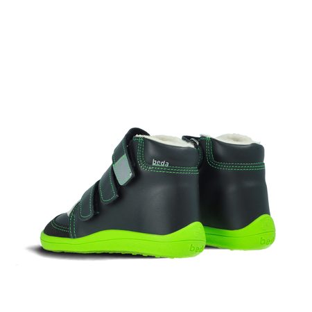 BEDA ZIMNÍ VYŠŠÍ MARCUS Black/Green | Dětské zimní zateplené barefoot boty