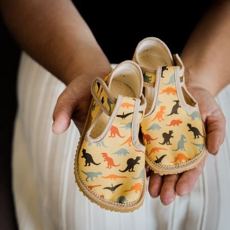 BEDA PAPUČE BFN 170020/W Dinosaurs | Dětské barefoot přezůvky
