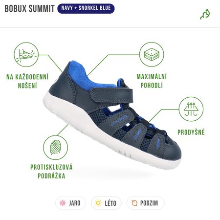 BOBUX SUMMIT Navy + Snorkel Blue | Kids barefoot sandals