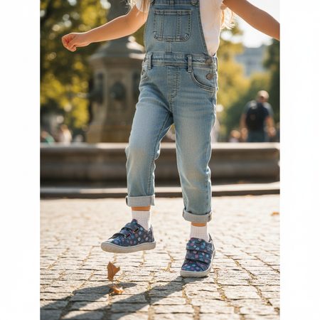 FRODDO TRAINERS BASE LEATHER D-VELCRO DENIM+ | Children's Barefoot Trainers