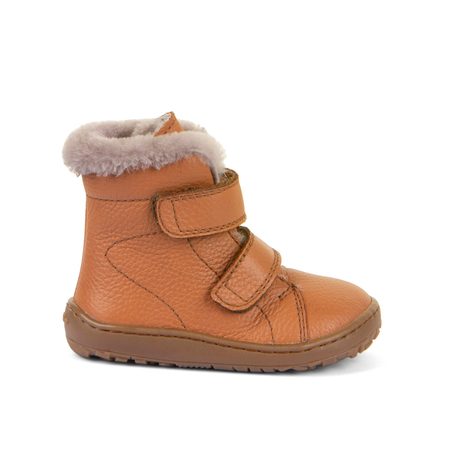 FRODDO KOTNÍKOVÉ ZIMNÍ FURRY BOOT Cognac | Dětské zimní zateplené barefoot boty