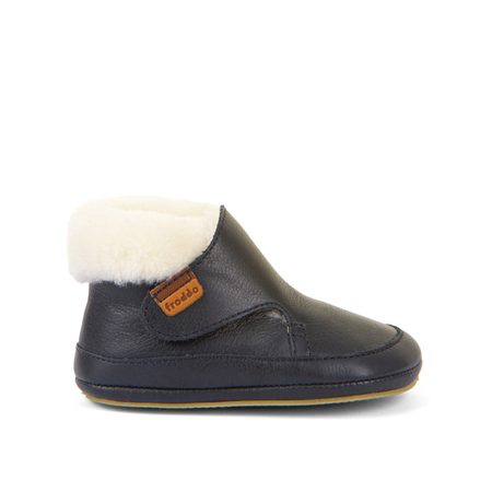 FRODDO ZIMNÍ CAPÁČKY FURRY WALKERS Dark Blue | Dětské první zateplené barefoot botičky