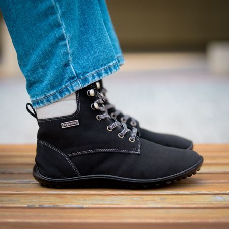 LEGUANO ICEBARE Black | Kotníčkové zateplené barefoot boty