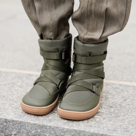 SHAPEN FROSTY 2.0 Olive | Zimní zateplené barefoot sněhule